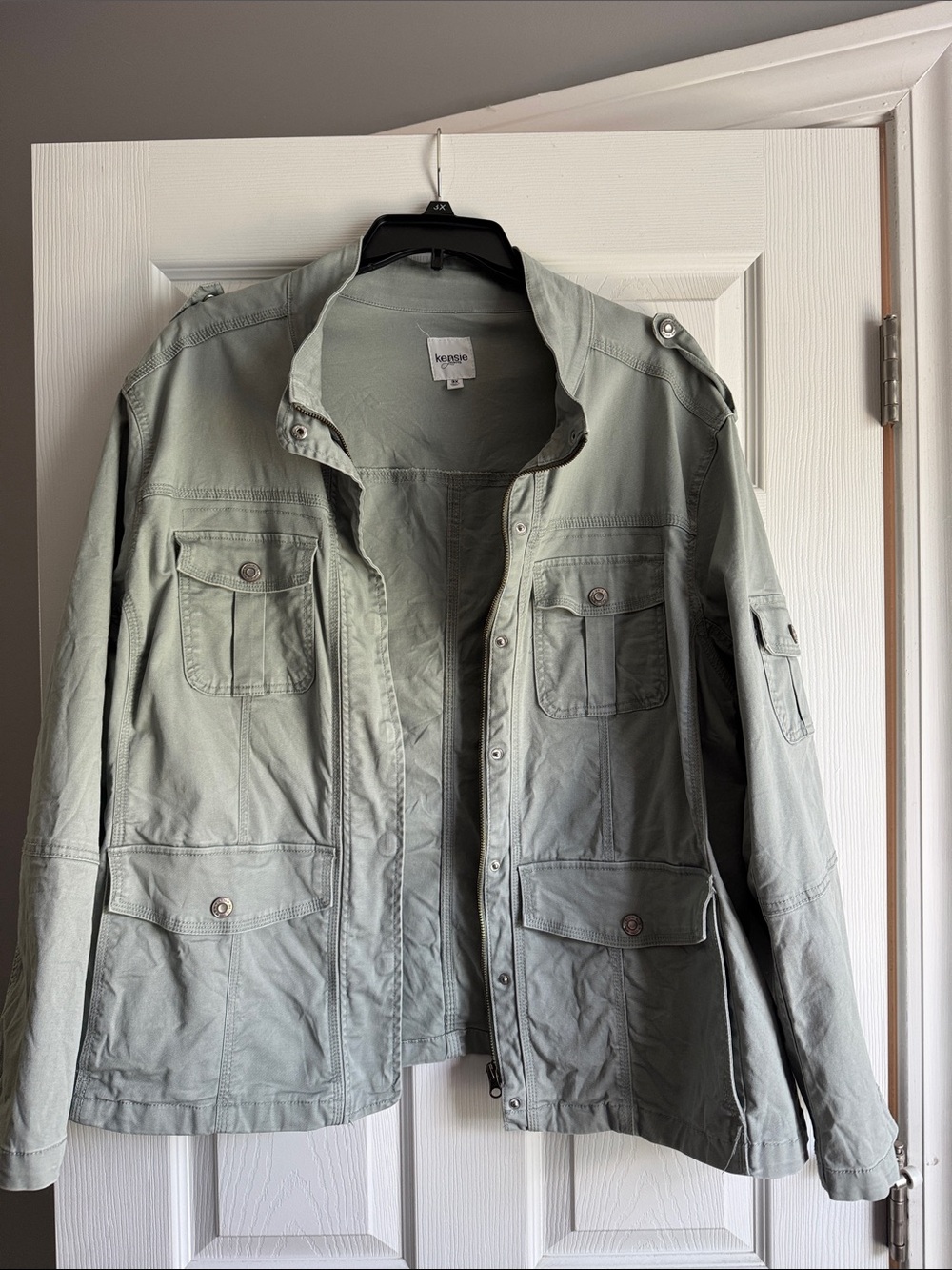Kensie Jeans- Light Sage Utility Jacket with Front Pockets